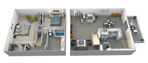 Floor plan for 2 beds, 1.5 baths, 1276 sqft